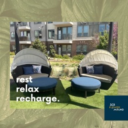 outside seating with nature backgrounds